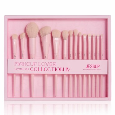 Crystal Pink Makeup Brush Gift Set 14PCS -  T495-G