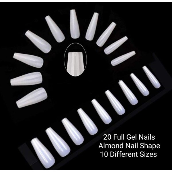 Full Cover Gel Nails Almond Shape 20 PCS