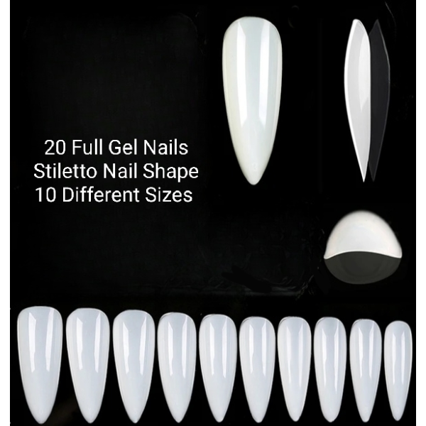 Full Cover Gel Nails Stiletto Shape 20 PCS